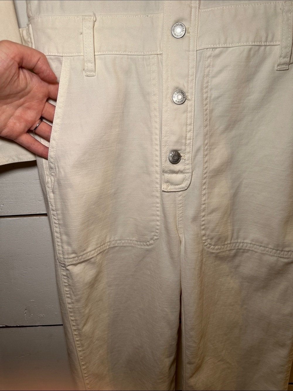 Madewell Garment Dyed Relaxed Coverall Jumpsuit In Antique Cream - Picture 5 of 16